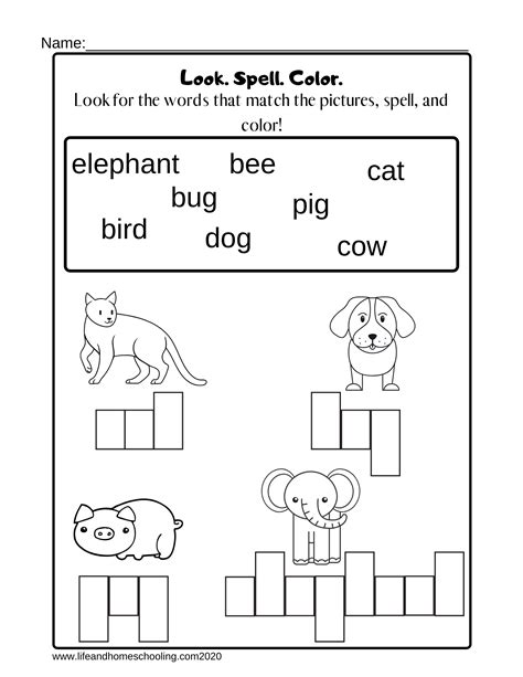 Spelling Words Worksheets For Kindergarten