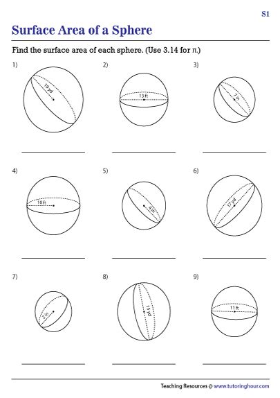 Sphere Volume And Surface Area Worksheet