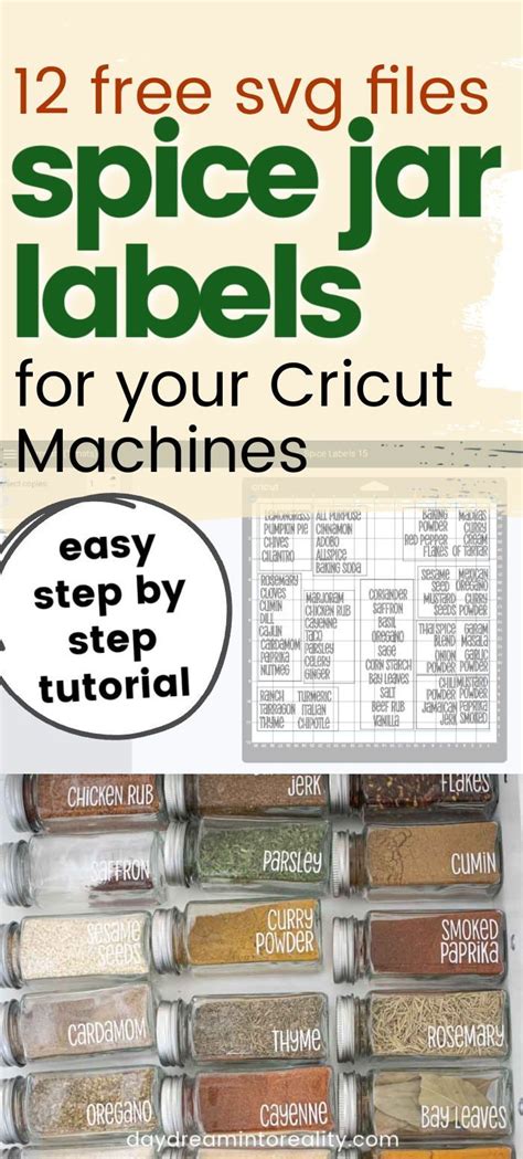 Download Spice Jar Pantry Container Labels 2 for Cricut Machine