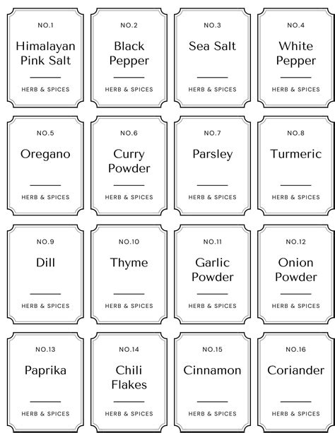 Spices Labels Printable