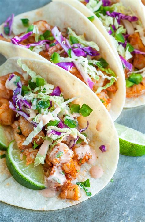 Spicy Shrimp Tacos with Lime Cilantro Slaw