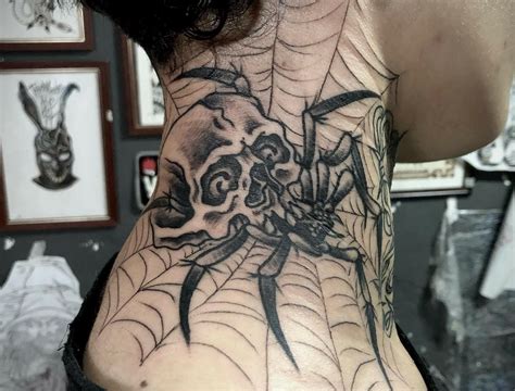 Spider Neck Tattoo
