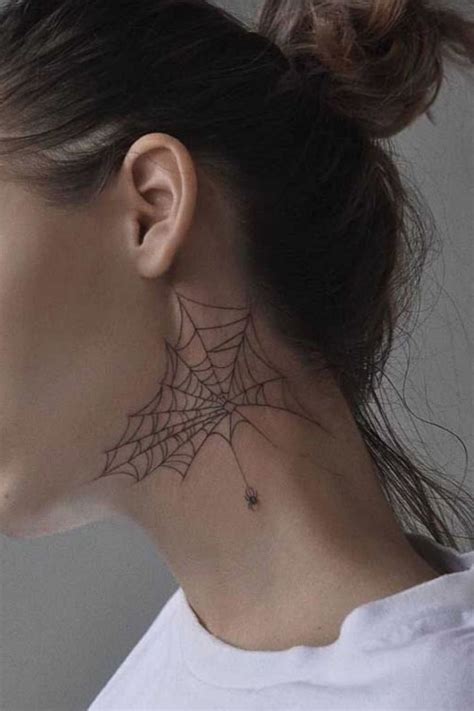 Spider Web Neck Tattoo