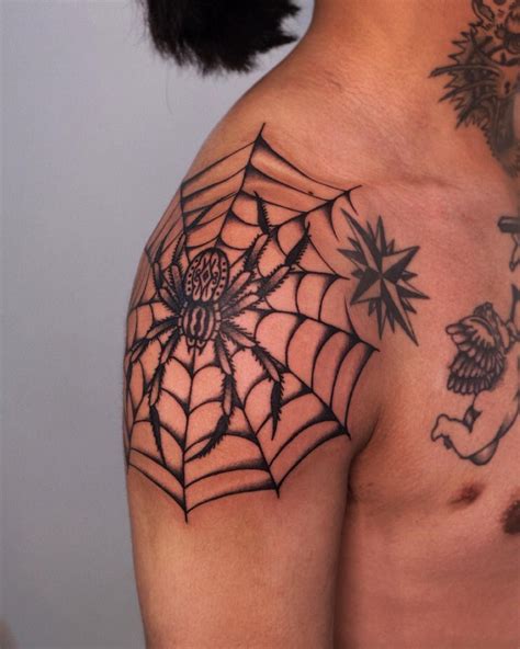 Spider Web Tattoo On Shoulder