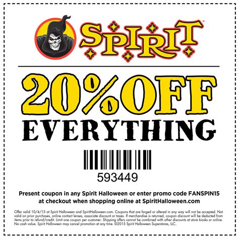 Spirit Halloween In Store Printable Coupon Free