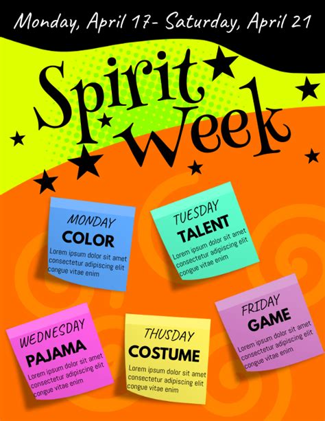 Spirit Week Flyer Template Free