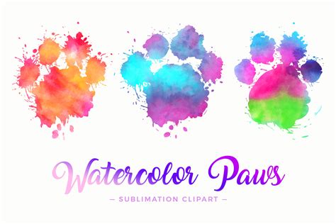 Download Splash Paw Watercolor Sublimation Design Commercial Use DXF Files