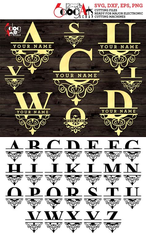 Download Split Alphabet Monogram Svg. Files DXF Files