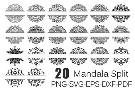 Download Split Mandala SVG Free Printable