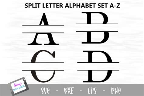 Download Split Monogram Alphabet Letters Bundle Creativefabrica DXF Files