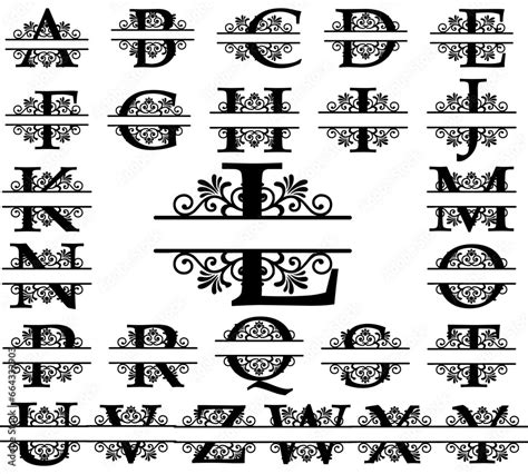 Download Split Monogram Alphabet Letters Bundle Silhouette