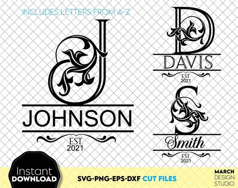 Download Split Monogram Bundle, Monogram Files for Cricut