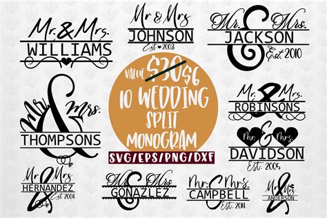 Download Split Monogram Bundle SVG Wedding Gift Commercial Use For Crafts