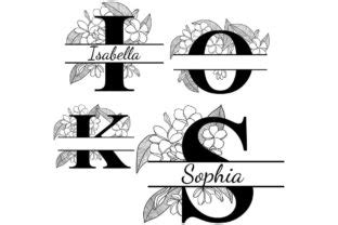 Download Split Monogram Plumeria Flowers Alphabet Files For Crafts