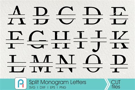Download Split Monogram SVG/PNG,Monogram Alphabet Files Free PSD Mockups