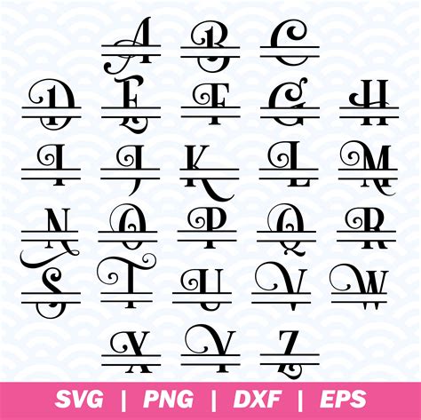 Download Split Monogram SVG/PNG,Monogram Alphabet for Cricut
