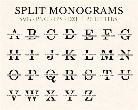Download Split Monogram Svg, Last Name Svg Commercial Use DXF Files