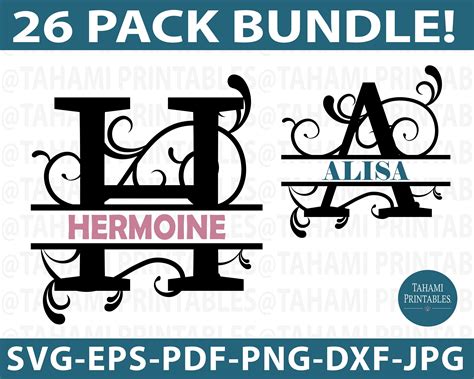 Download Split Monogram Svg, Last Name Svg Files DXF Files
