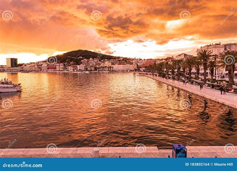 Split waterfront sunset