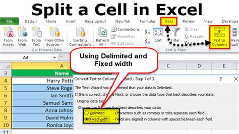 Splitting Cells in Excel