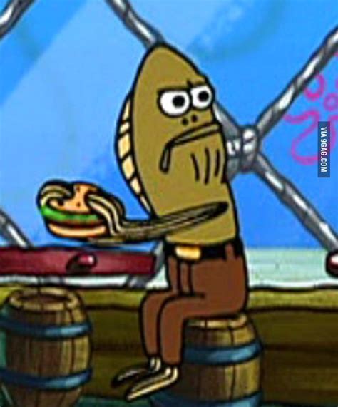 Spongebob Meme Eating Burger