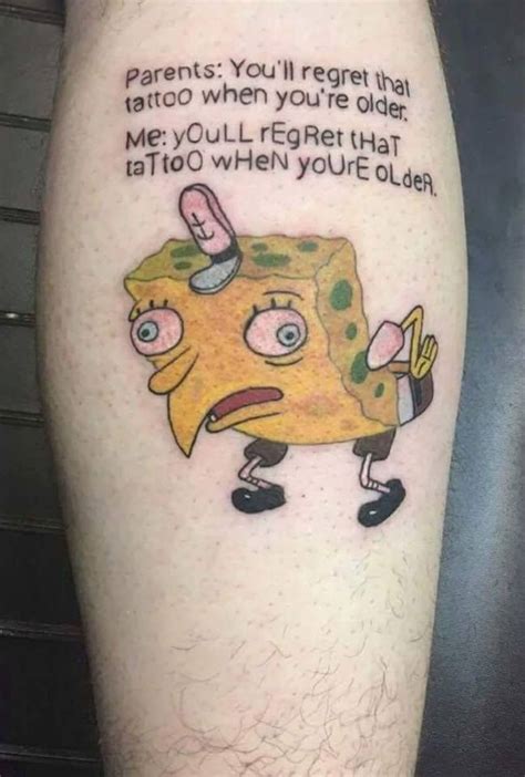 Spongebob Meme Tattoo