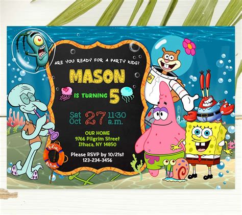 Spongebob Party Invitation Templates