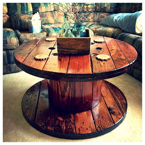 30" Diameter Reclaimed Wood Spool Coffee Table (Reserved). 320.00, via Etsy. Family Room