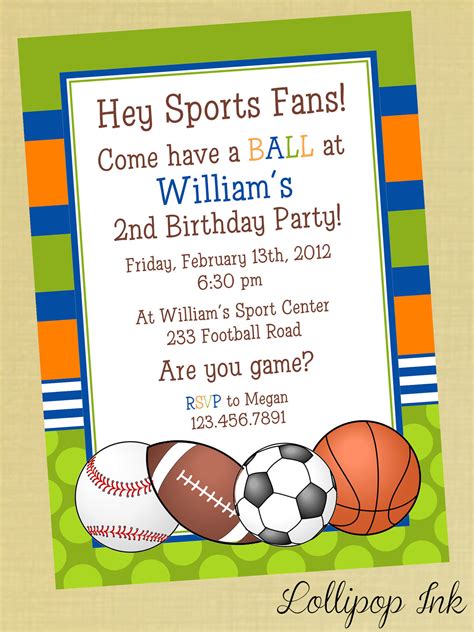 Sports Birthday Invitations Free Printable