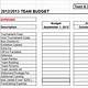Sports Team Budget Template Excel