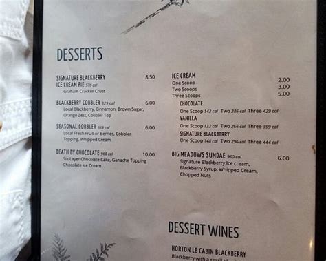 Spottswood Dining Room Menu