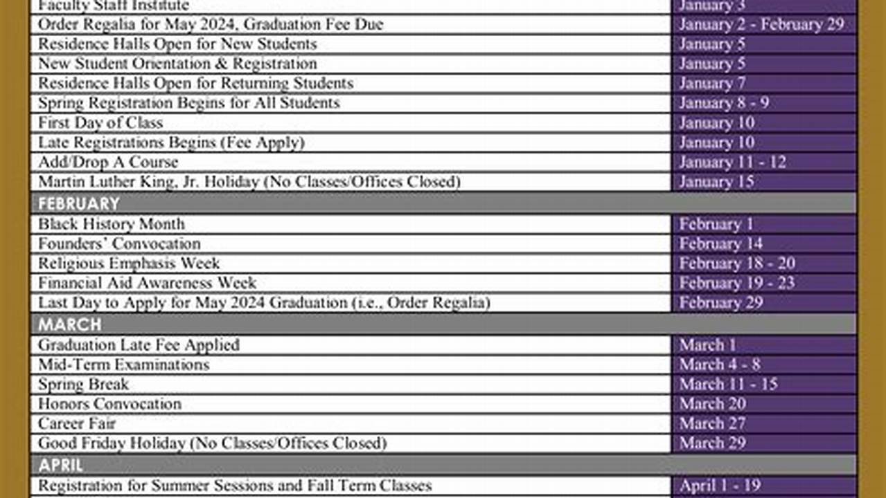 Spring 2024 Calendar Njit