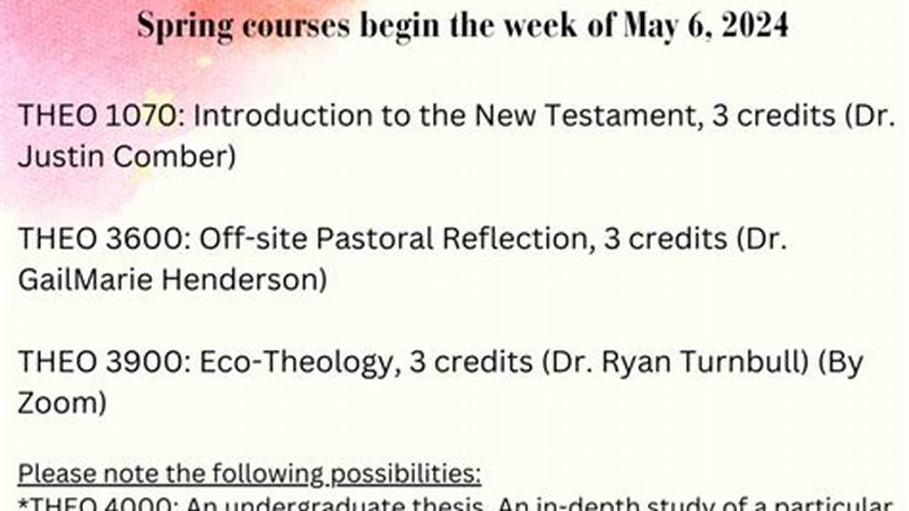 Spring 2024 Course Schedule