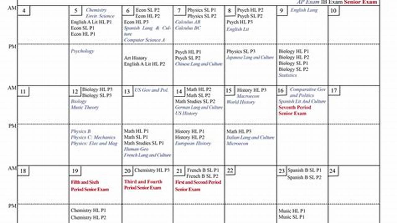 Spring 2024 Exam Schedule