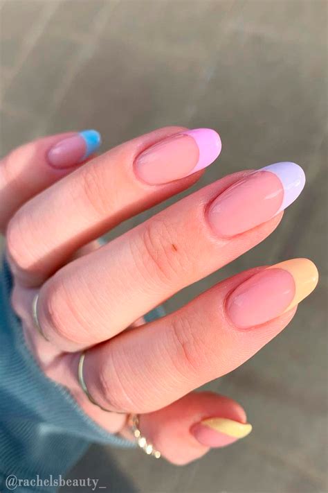 Gel nails. Spring pastel French tips with flowers in 2021 French tip