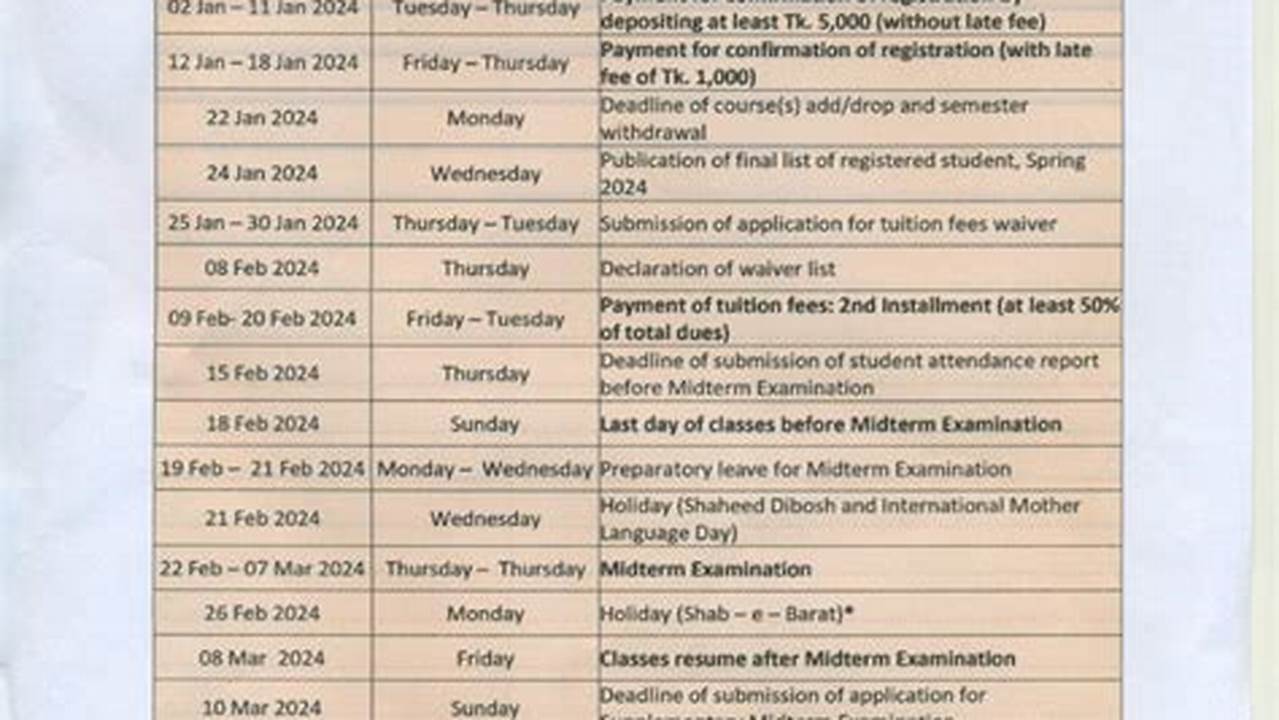 Spring Semester 2024 Calendar Pdf