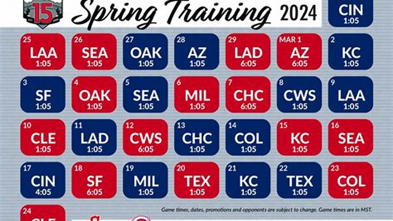 Spring Training 2024 Schedule Printable Pdf Download