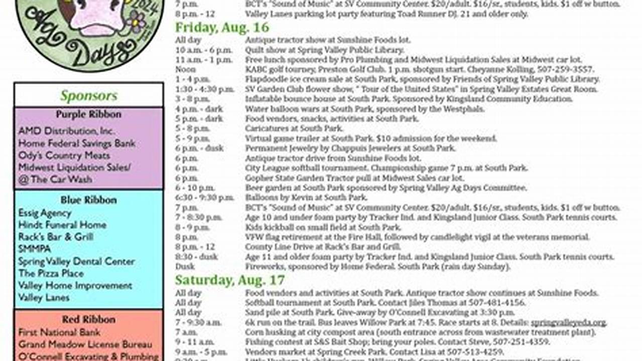 Spring Valley Ag Days 2024 Schedule