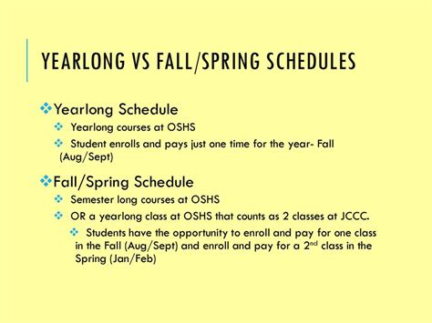 Spring And Fall Schedules Printable