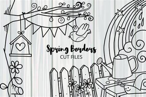 Download Spring Borders Cut Files Line Art Easy Edite