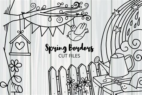 Download Spring Borders Cut Files Line Art Printable
