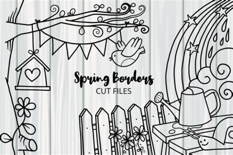 Download Spring Borders Cut Files Line Art Silhouette DXF Files