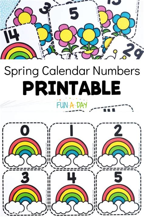 Spring Calendar Numbers Free