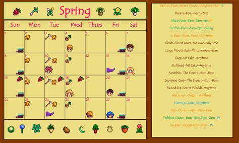 Spring Calendar Stardew