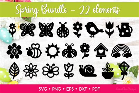 Download Spring Design Bundle. Silhouette For Crafts