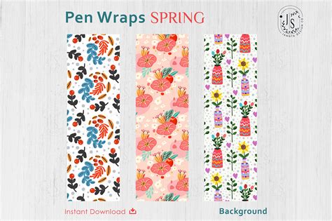Download Spring Floral Pen Wraps PNG File Set
