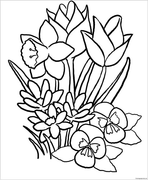 Spring Flowers Coloring Pages