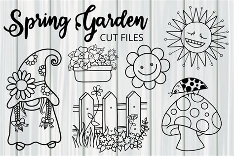 Download Spring Garden Cut Files Line Art Commercial Use