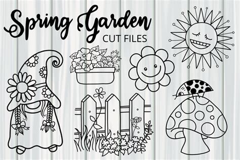 Download Spring Garden Cut Files Line Art Printable