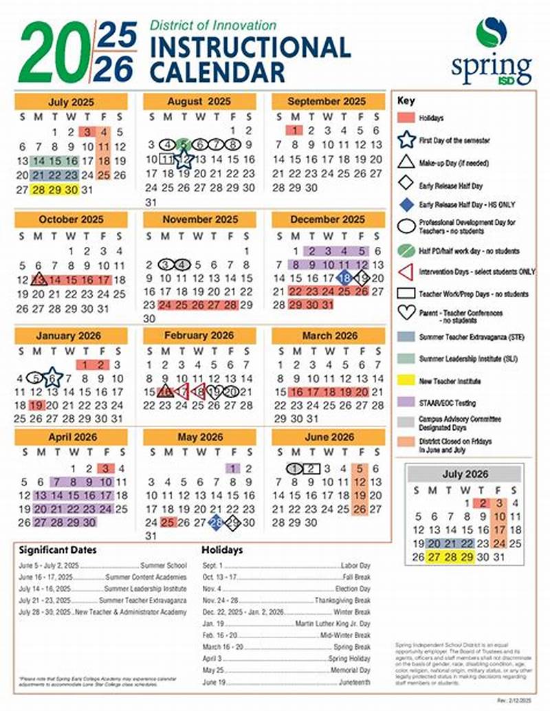 Spring Isd Calendar